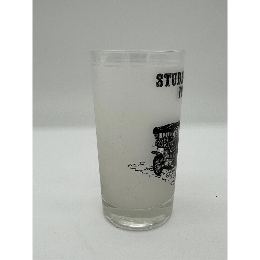 Vintage Hazel-Atlas Flat Tumbler Studebaker 1910 Frosted Vtg Cars